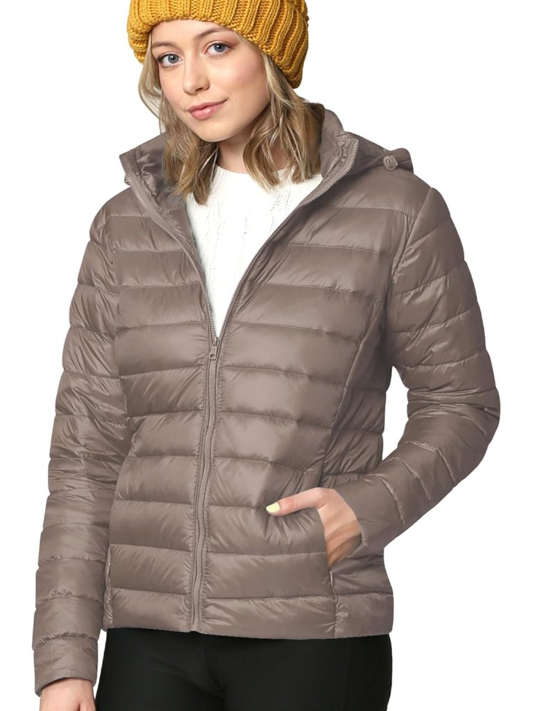 Women's Ultra Light Weight Packable Down Jacket With Removable Hoodie